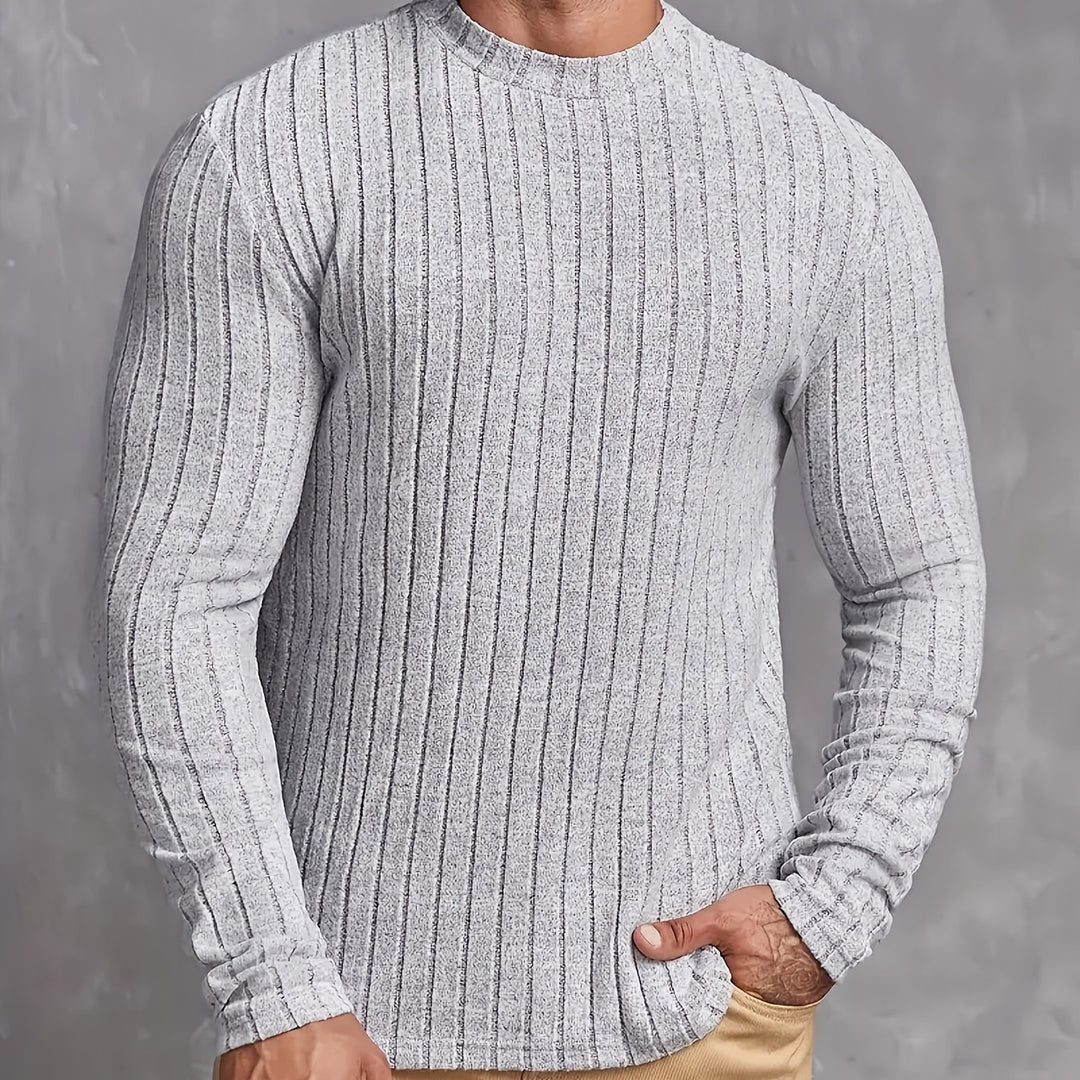 Hoogelastische Heren Nieuw Gebreide Pullover Ronde Hals Lente Herfst Basislaag Shirt
