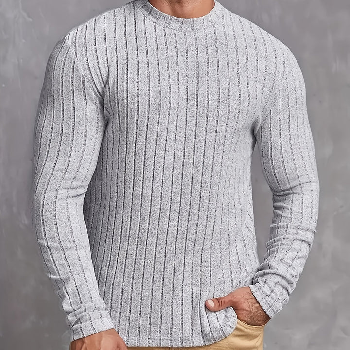 Hoogelastische Heren Nieuw Gebreide Pullover Ronde Hals Lente Herfst Basislaag Shirt