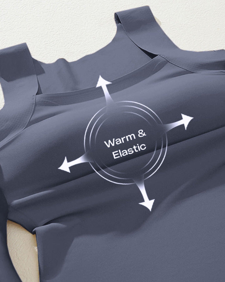 U-Neck Sleeveless Tank Seamless Skinny Layering Top with Built-In Bra