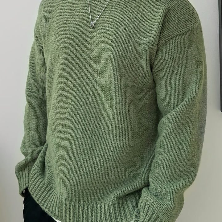 Heren Gebreide Pullover, Casual Lange Mouw Ronde Hals Trui voor Herfst Winter