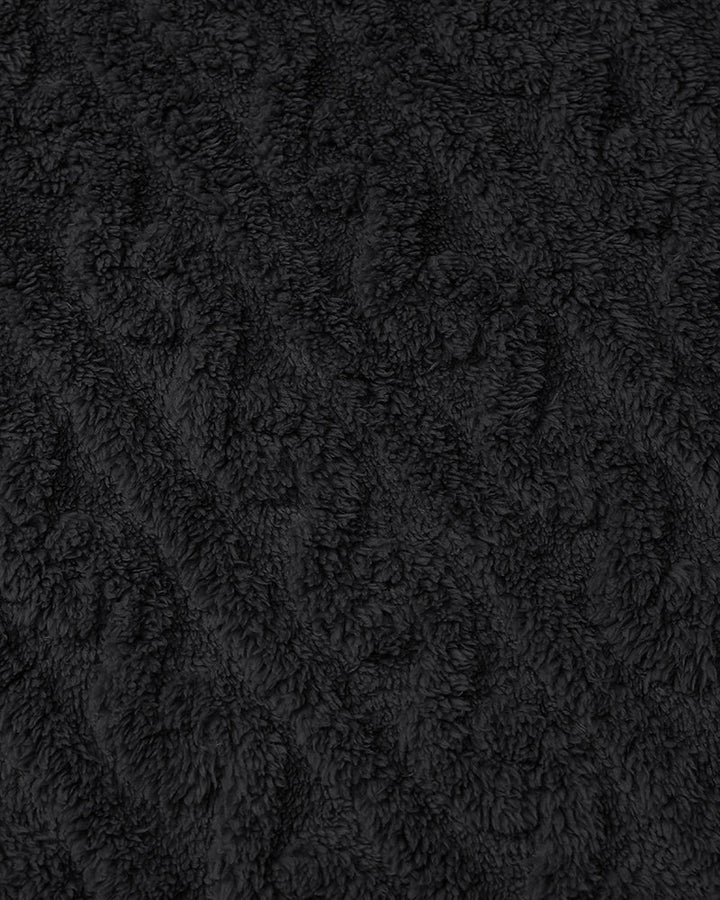 Cable Textured Lapel Neck Button Front Pocket Design Thermal Teddy Coat