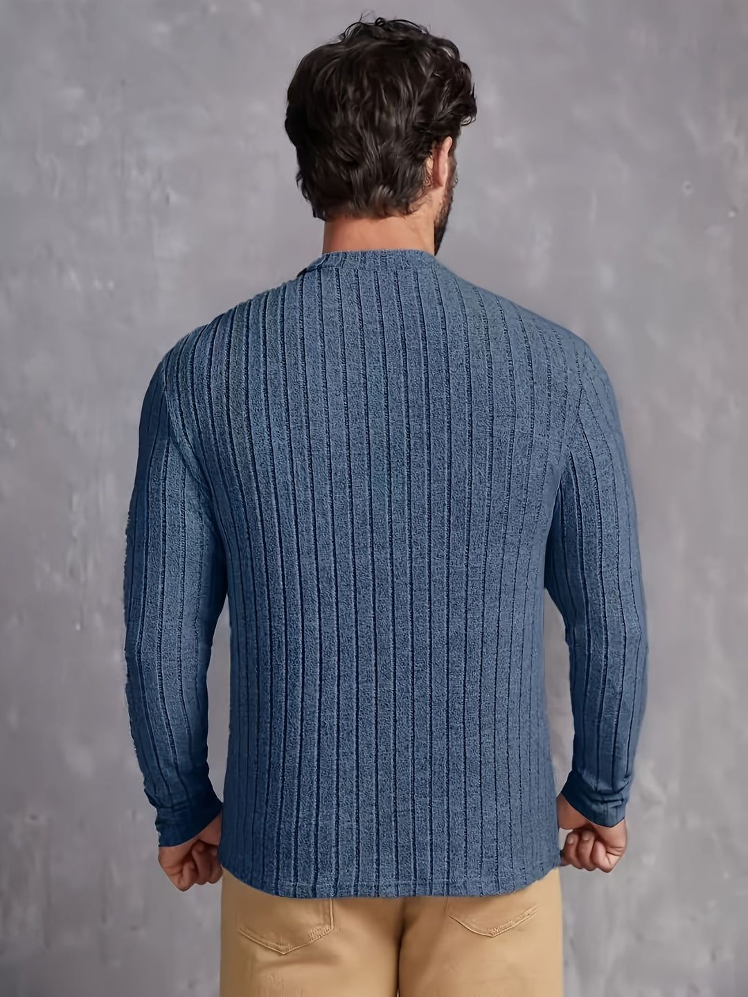 Hoogelastische Heren Nieuw Gebreide Pullover Ronde Hals Lente Herfst Basislaag Shirt