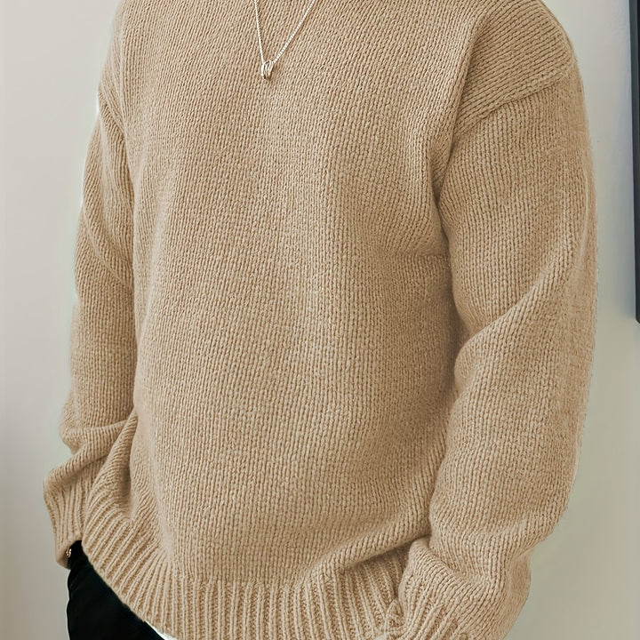 Heren Gebreide Pullover, Casual Lange Mouw Ronde Hals Trui voor Herfst Winter