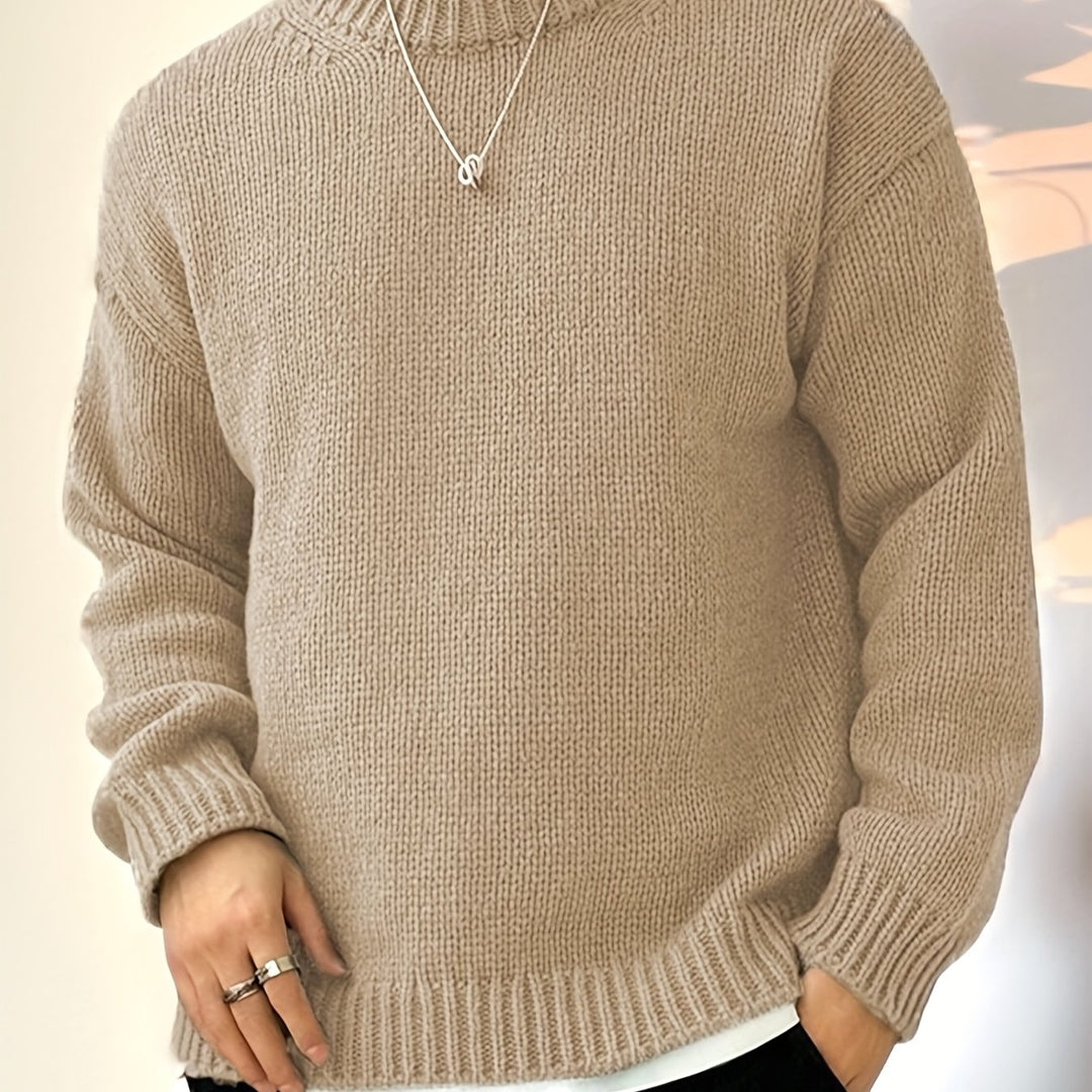 Heren Gebreide Pullover, Casual Lange Mouw Ronde Hals Trui voor Herfst Winter