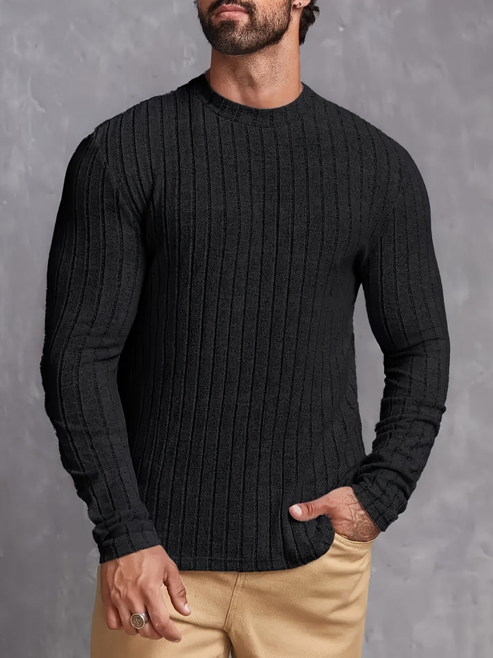 Hoogelastische Heren Nieuw Gebreide Pullover Ronde Hals Lente Herfst Basislaag Shirt