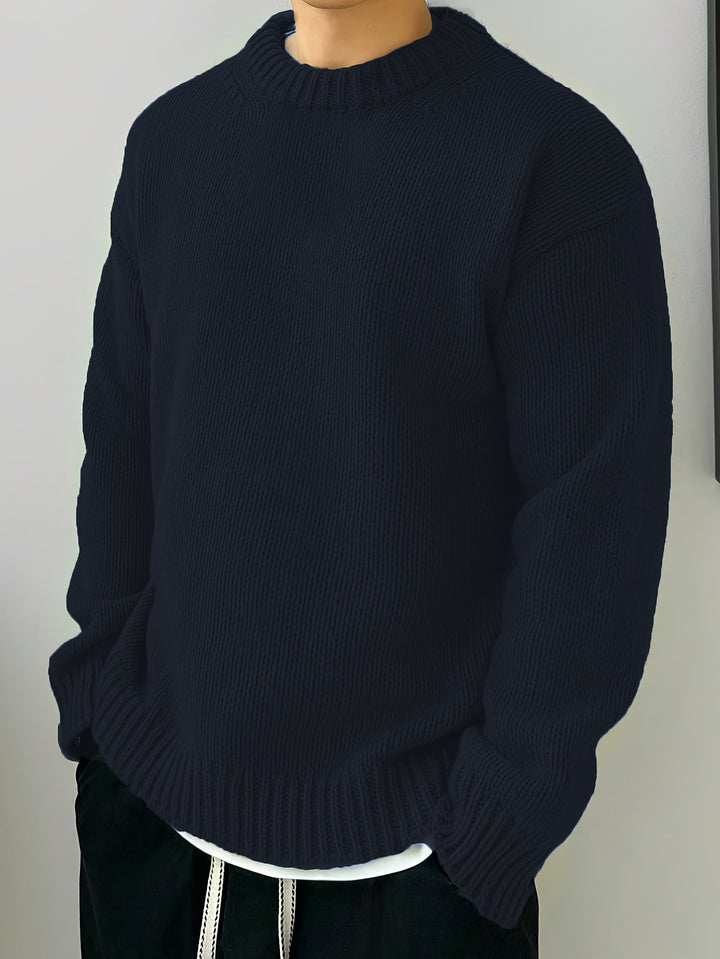 Heren Gebreide Pullover, Casual Lange Mouw Ronde Hals Trui voor Herfst Winter