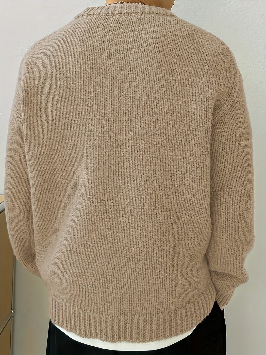 Heren Gebreide Pullover, Casual Lange Mouw Ronde Hals Trui voor Herfst Winter