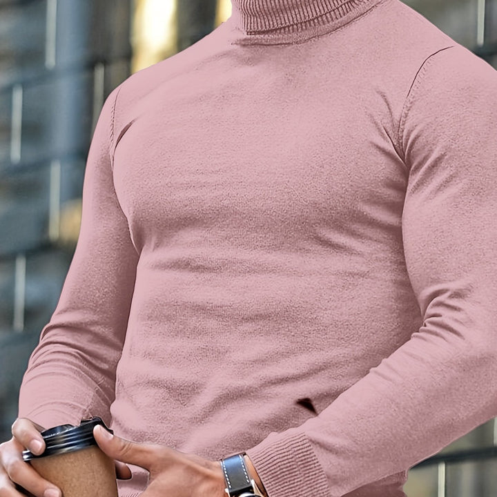 Heren Effen Kleur Basis Hoge Hals Gebreide Trui