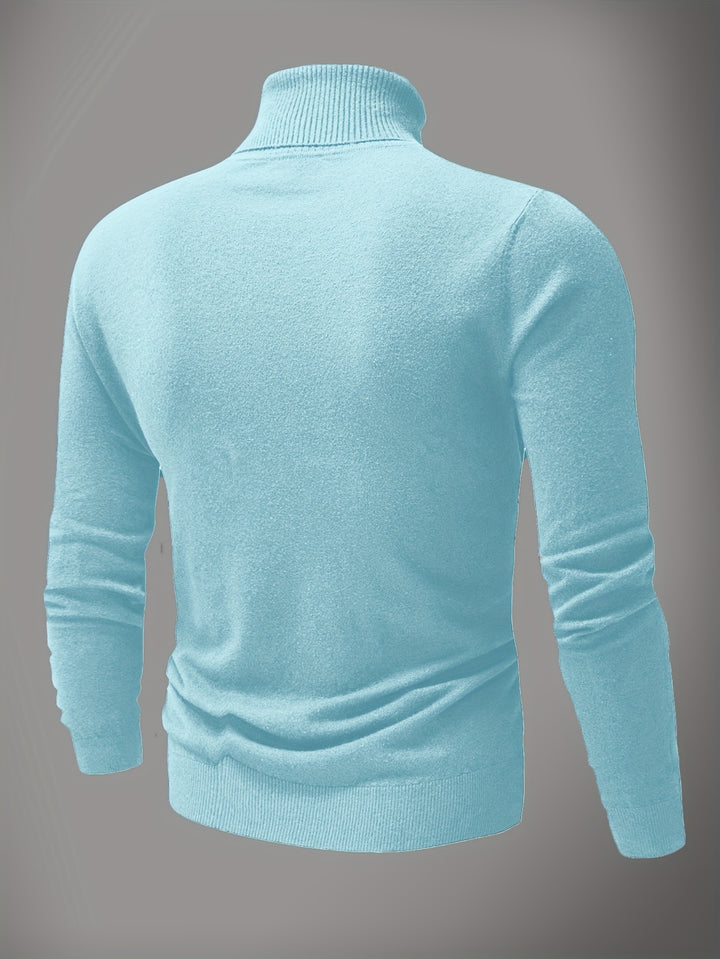 Heren Effen Kleur Basis Hoge Hals Gebreide Trui
