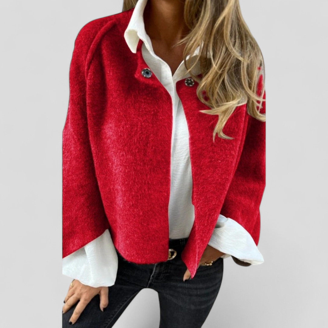 Henryka - Krótka Kurtka z Elegancko Rozkloszowanymi Rękawami