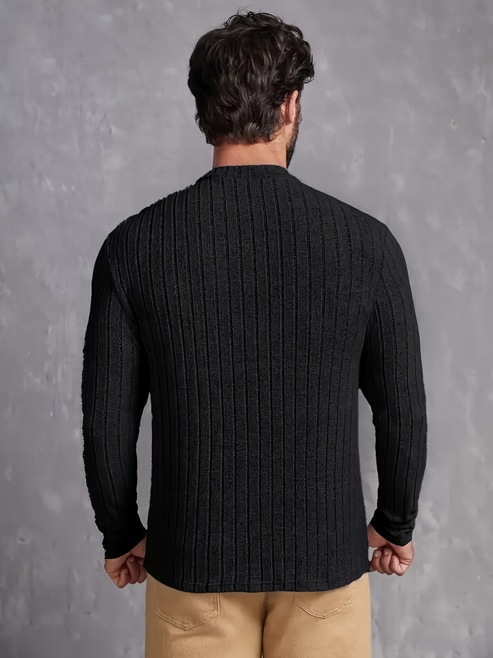 Hoogelastische Heren Nieuw Gebreide Pullover Ronde Hals Lente Herfst Basislaag Shirt