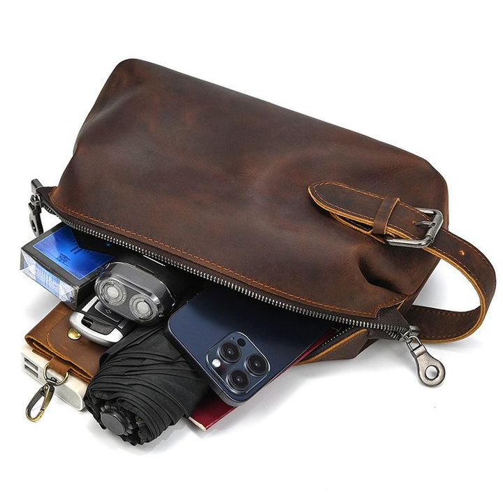 Vintage Leather Travel Toiletry Bag