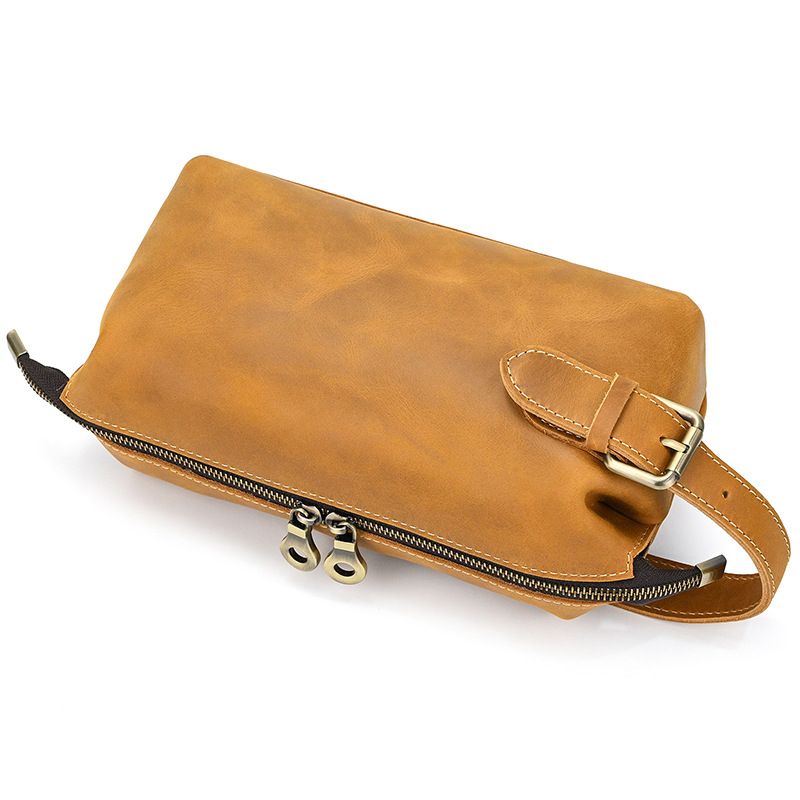 Vintage Leather Travel Toiletry Bag