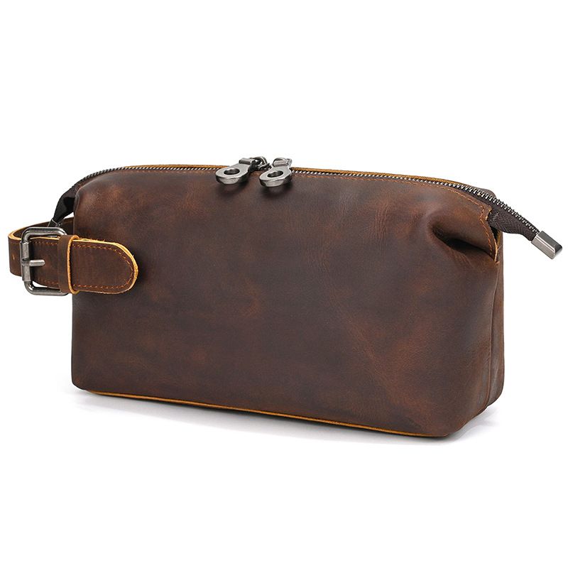 Vintage Leather Travel Toiletry Bag