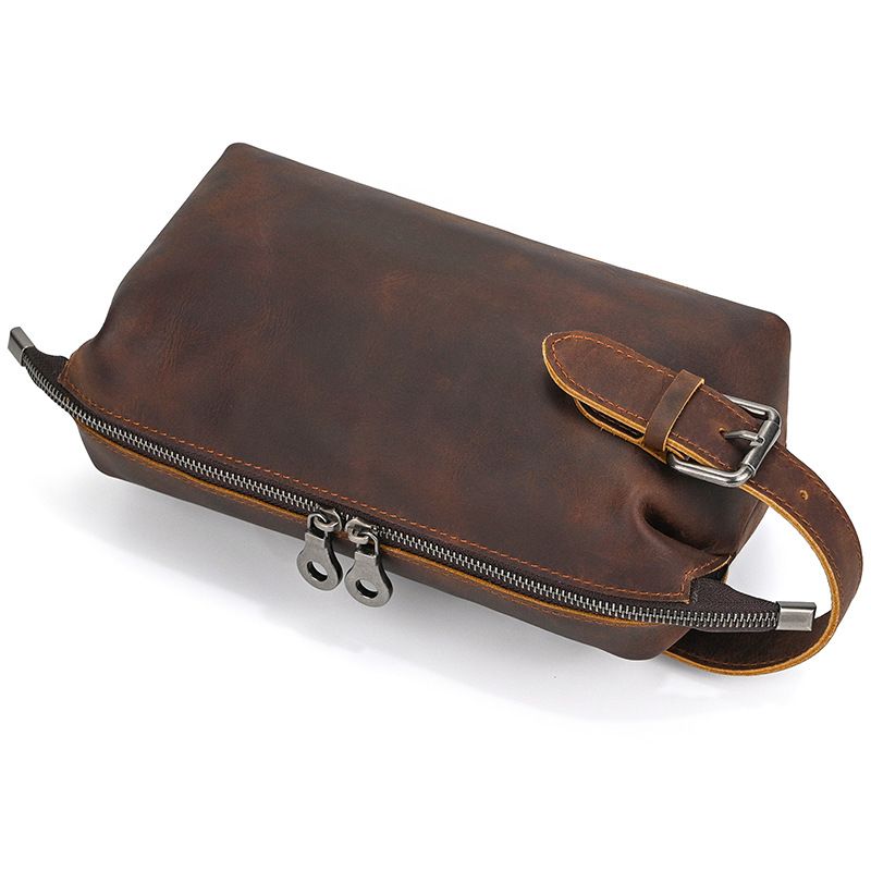 Vintage Leather Travel Toiletry Bag