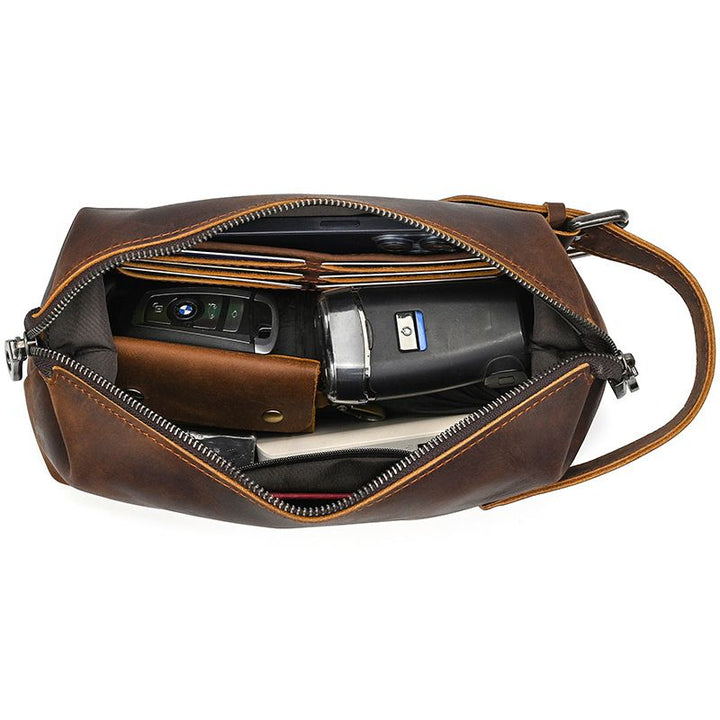 Vintage Leather Travel Toiletry Bag