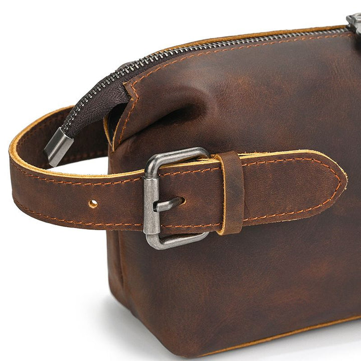 Vintage Leather Travel Toiletry Bag