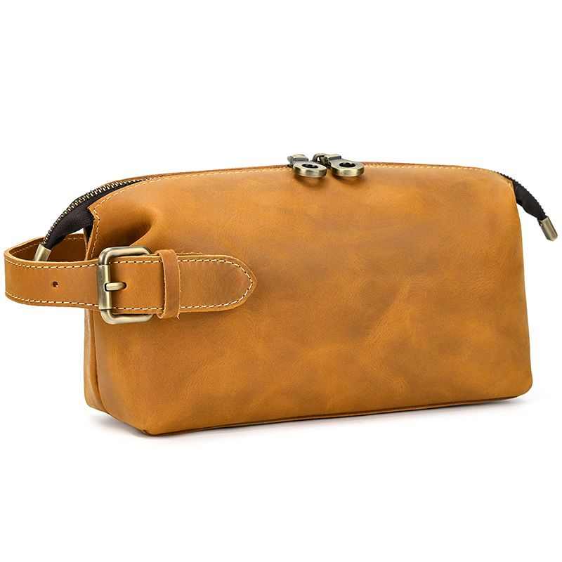 Vintage Leather Travel Toiletry Bag
