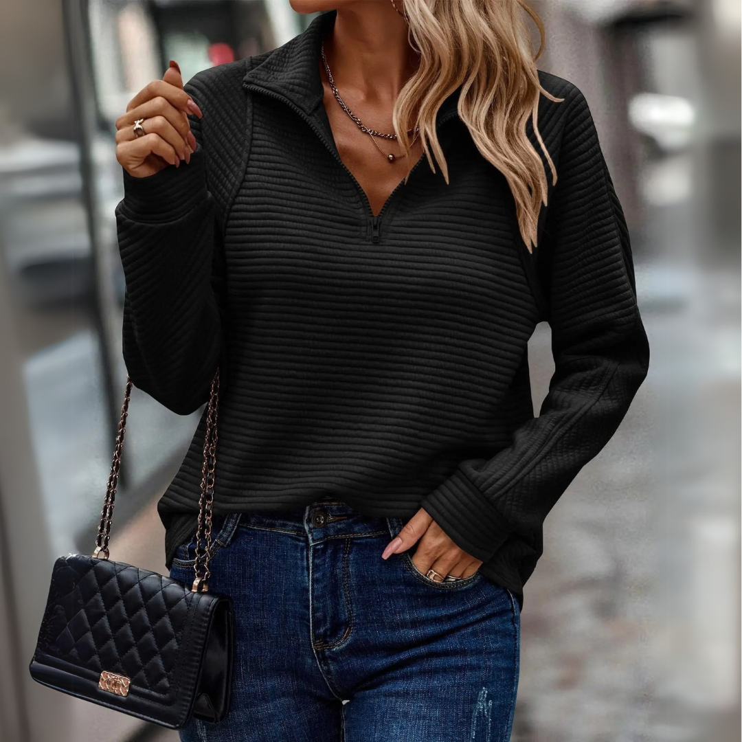 Suzanne | Sweter z półgolfem i ozdobnymi detalami