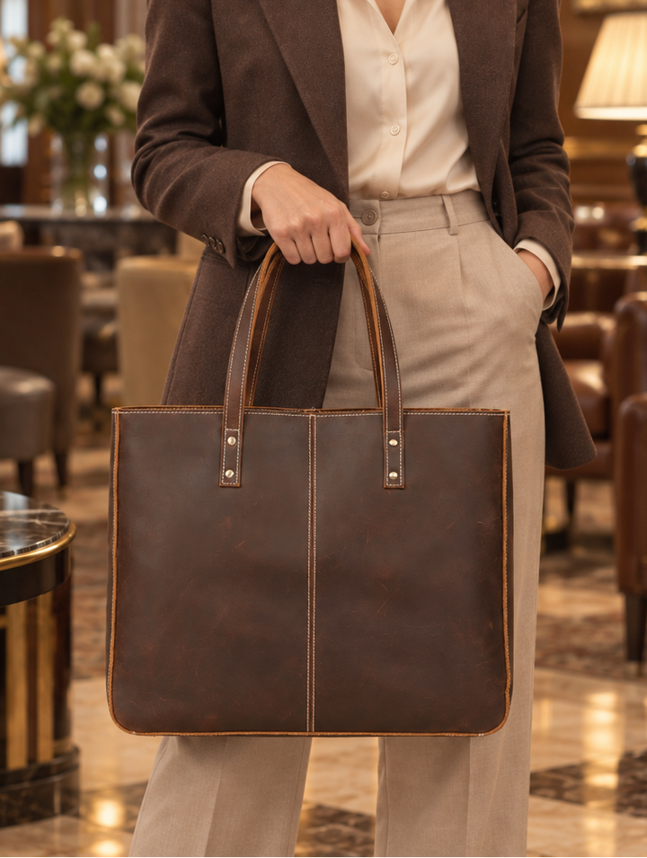 Leather Tote Bag for 15-Inch Laptop – Work Bag