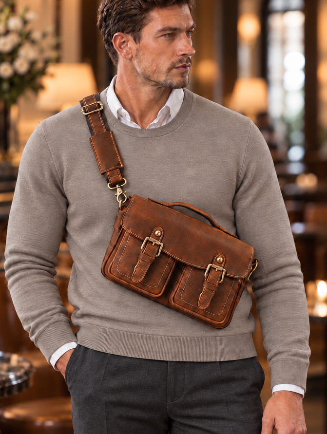 Vintage Leather Camera Shoulder Bag