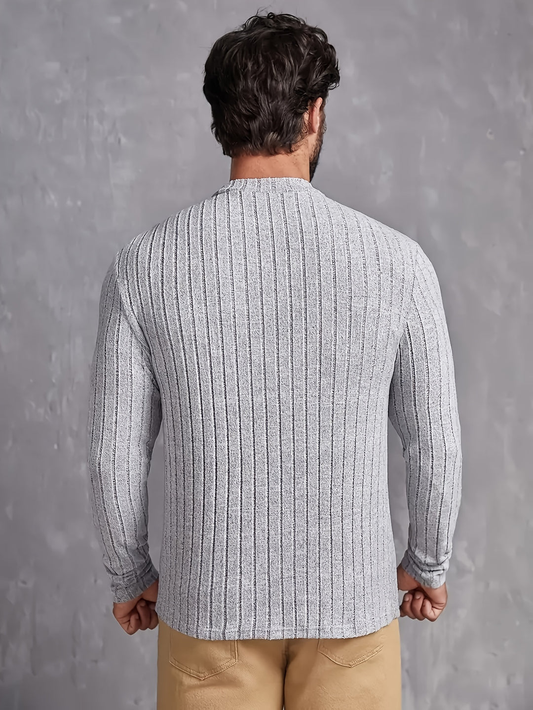 Hoogelastische Heren Nieuw Gebreide Pullover Ronde Hals Lente Herfst Basislaag Shirt
