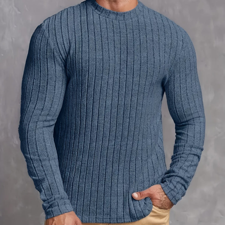 Hoogelastische Heren Nieuw Gebreide Pullover Ronde Hals Lente Herfst Basislaag Shirt