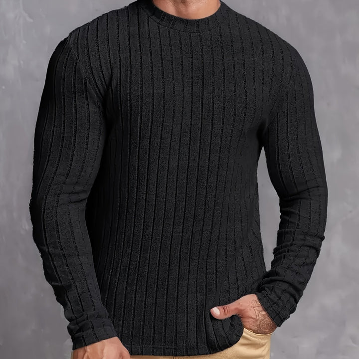 Hoogelastische Heren Nieuw Gebreide Pullover Ronde Hals Lente Herfst Basislaag Shirt