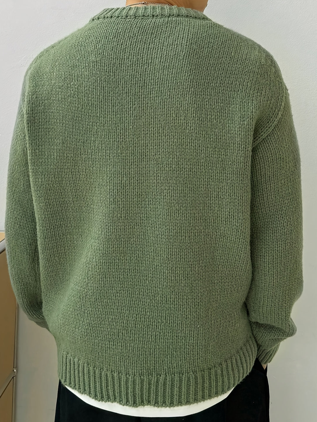 Heren Gebreide Pullover, Casual Lange Mouw Ronde Hals Trui voor Herfst Winter