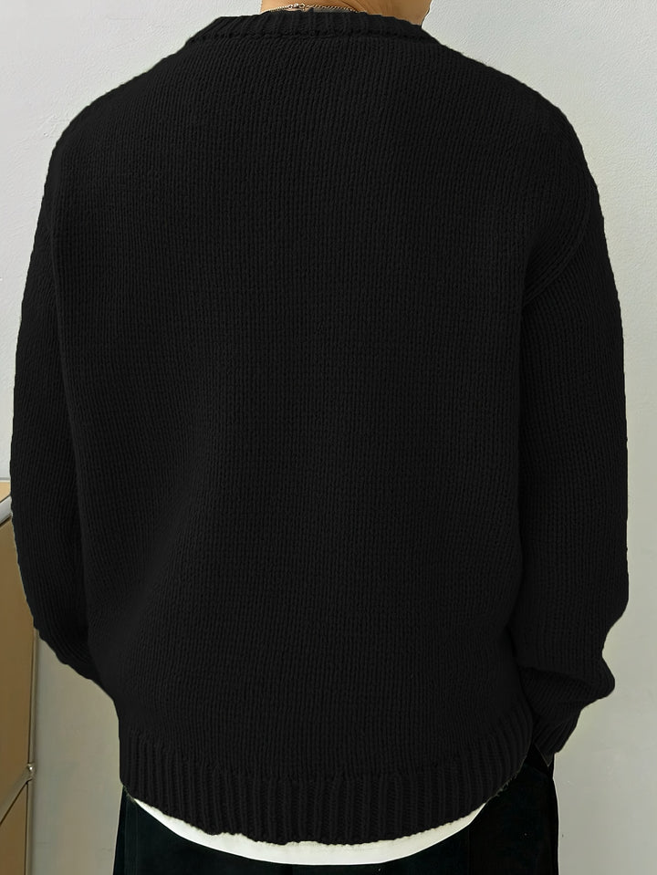Heren Gebreide Pullover, Casual Lange Mouw Ronde Hals Trui voor Herfst Winter